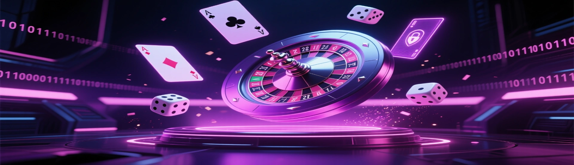 Moderní digitální casino prostředí s holografickými kartami a ruletou
